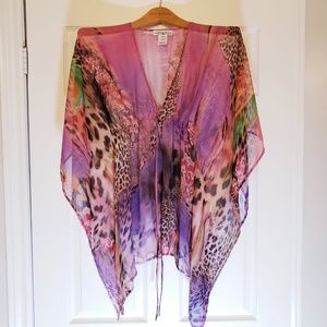 SHEER ANIMAL PRINT KAFTAN SWIM COVER UP DRESS